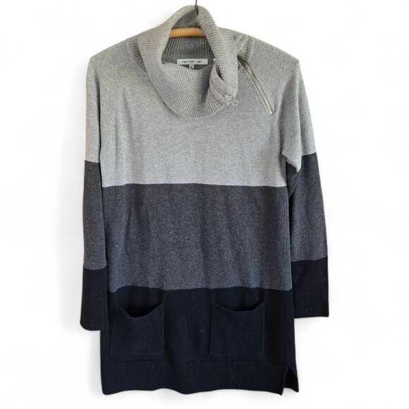 eight eight eight Sweaters - Eight Eight Eight Striped Zipper Cowl Neck Sweater Small Tunic Length Pockets